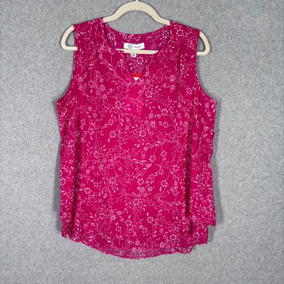 Cristina B Blouse Medium Floral Flowy Sheer Tunic Tank Tiered Cottage Feminine - Picture 1 of 12